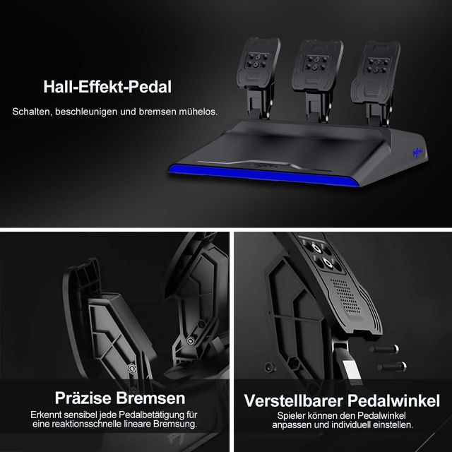 PXN V99 Gaming Steering Wheel with Pedals and Force Feedback – Black