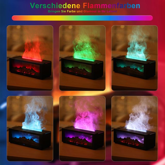 LED Aromatherapy Diffuser 150ml with Remote - 7-Color Flame Effect