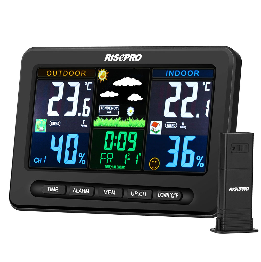 Wireless Weather Station – Temperature and Humidity Sensors, Alarm Clock, Color LCD