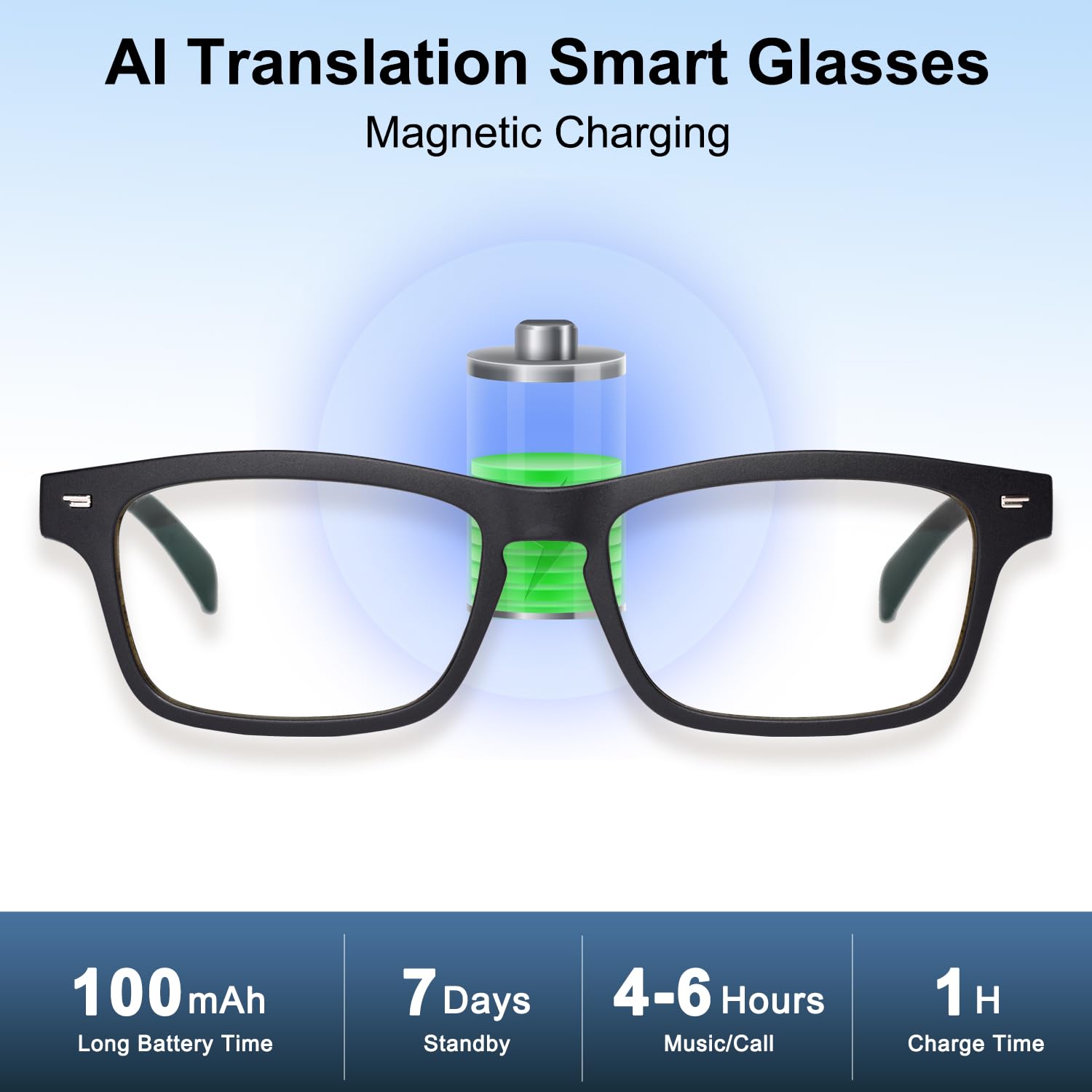 AI Bluetooth Smart Glasses – Real-time Translator for 160+ Languages