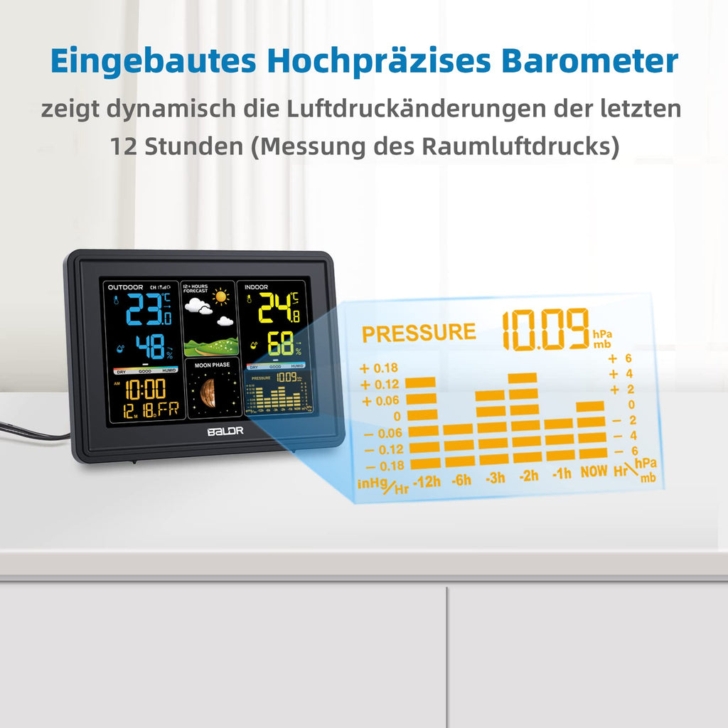 Wireless Weather Station with Outdoor Sensor - Digital Display, White