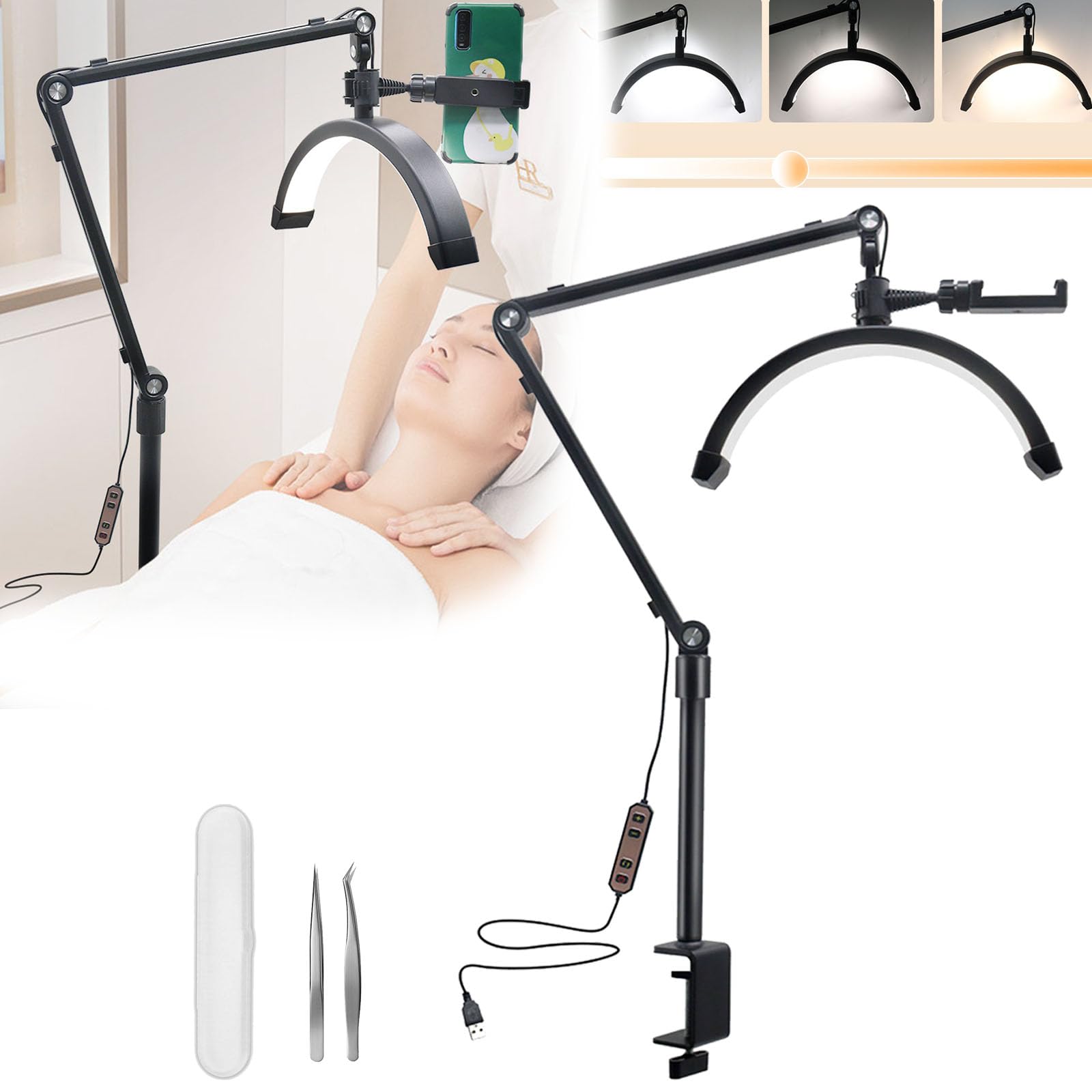 10W ściemniana lampa LED do rzęs z klipsem USB - 12'' 3200K-5600K