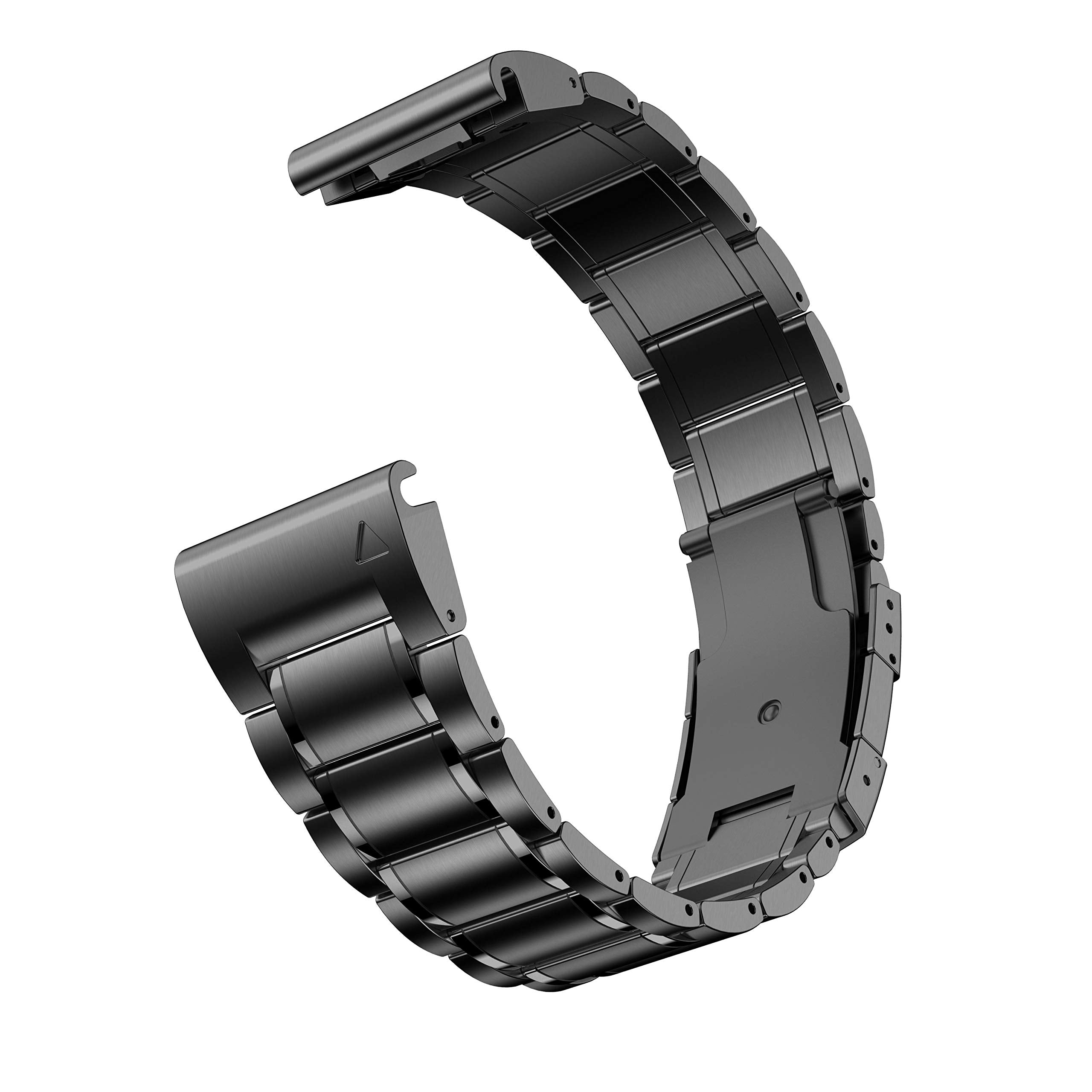 HQEUZ 26mm Titanium Bracelet for Garmin Fenix 7X/6X/5X – Quick Fit, Black