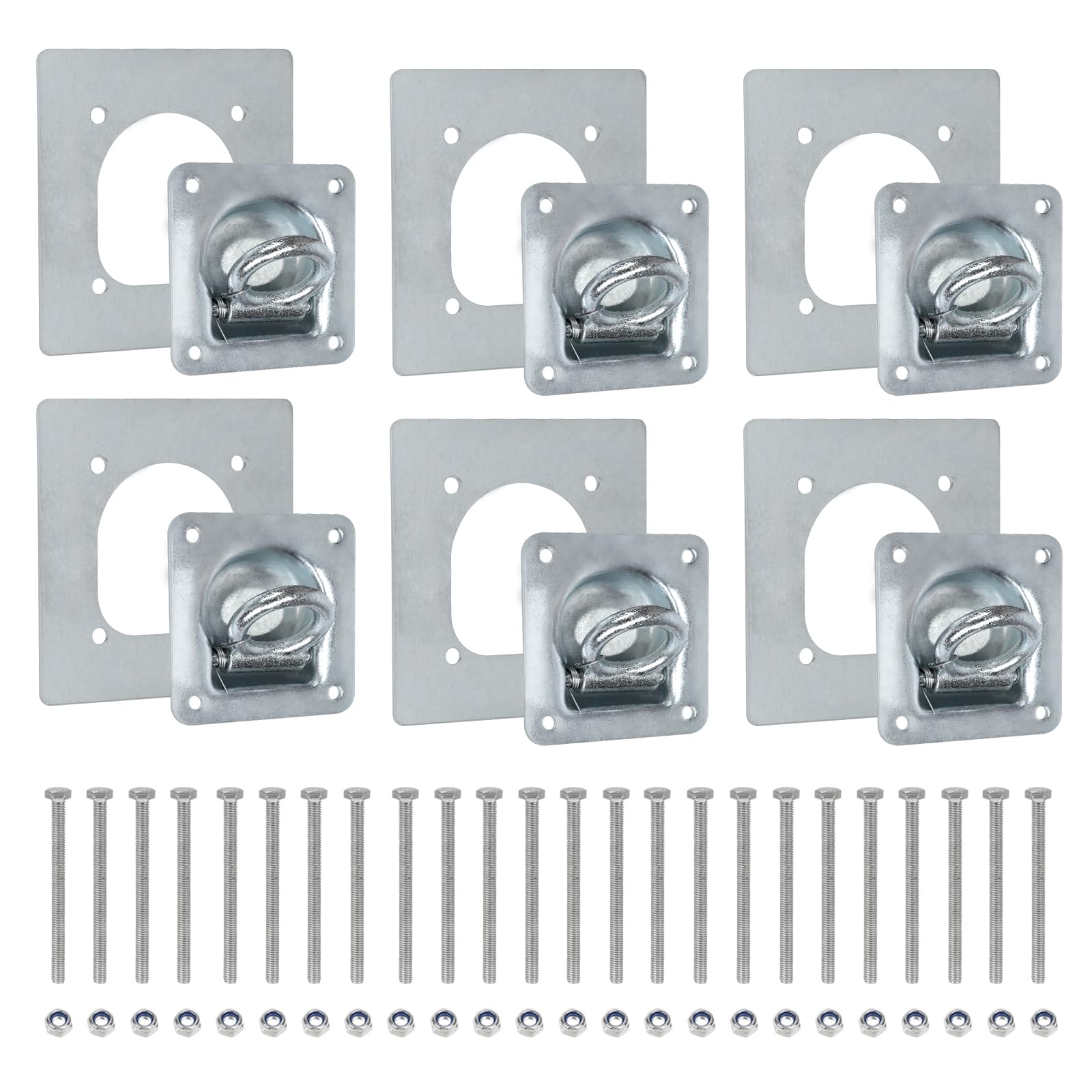 Trailer Tie-Down Rings, 6 Pieces – Silver