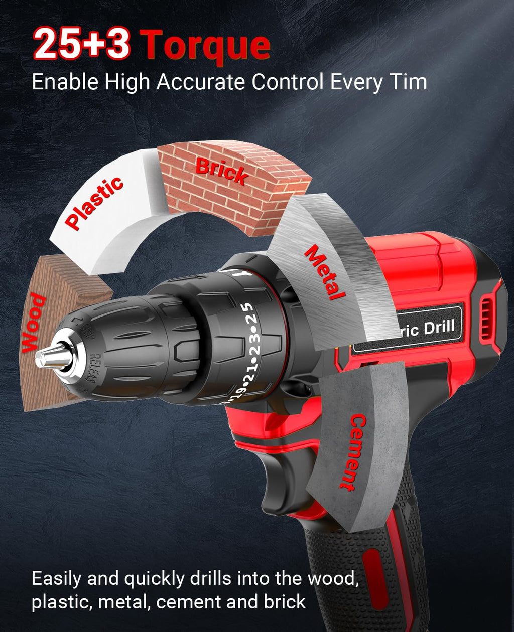 21V Cordless Drill with 2 Batteries and 14 Accessories – For Home and Garden