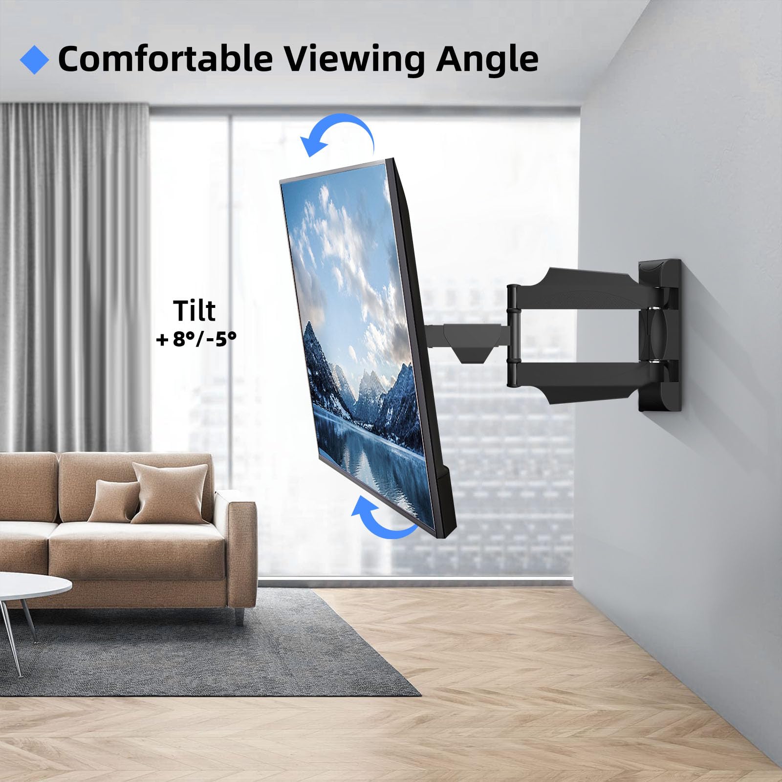 Suptek TV Wall Mount Swivel Tilt Extendable for 32-55 inch TVs VESA 400x400mm – Black
