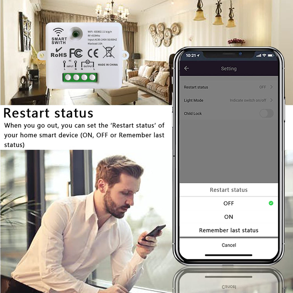 Mini WiFi Przełącznik Przekaźnikowy – Zestaw 2 Odbiorniki + Pilot (Tuya / Alexa / Google Home)