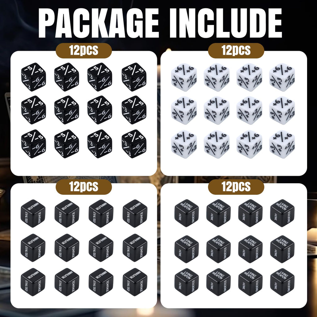 Set of 48 MTG Dice Counter Tokens compatible with CCG and Card Games - Bag included