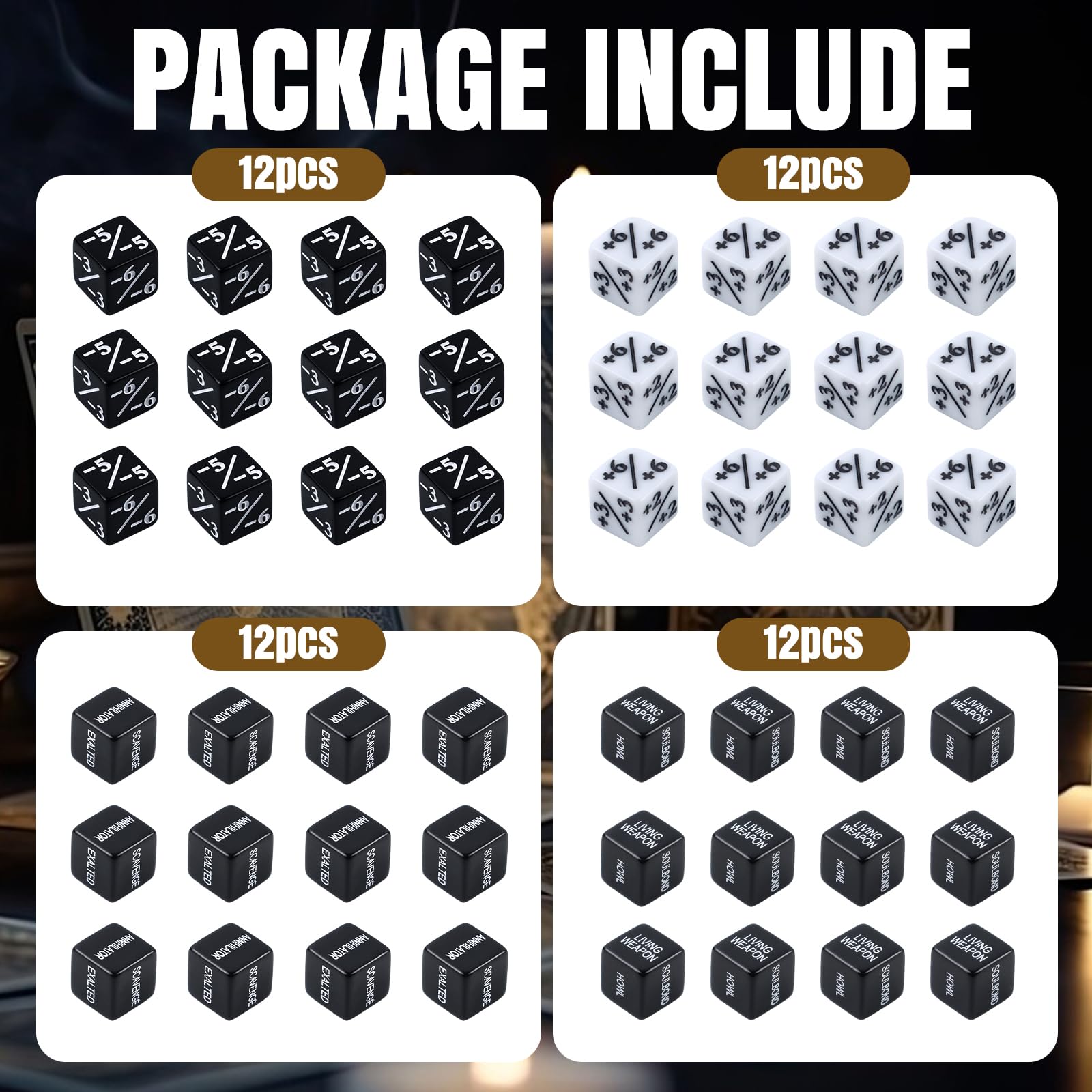 Set of 48 MTG Dice Counter Tokens compatible with CCG and Card Games - Bag included