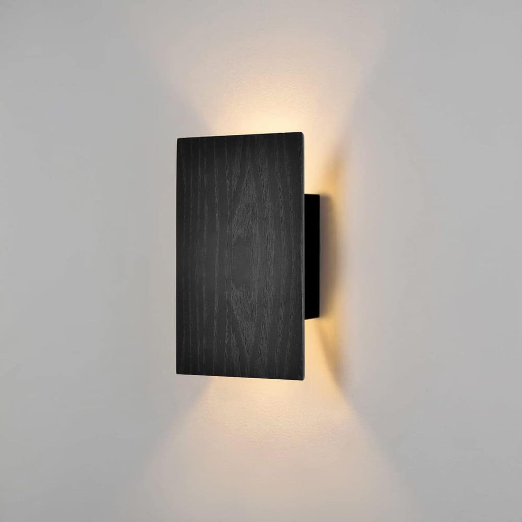 Drewniana lampa ścienna w stylu vintage – Czarna, 8W