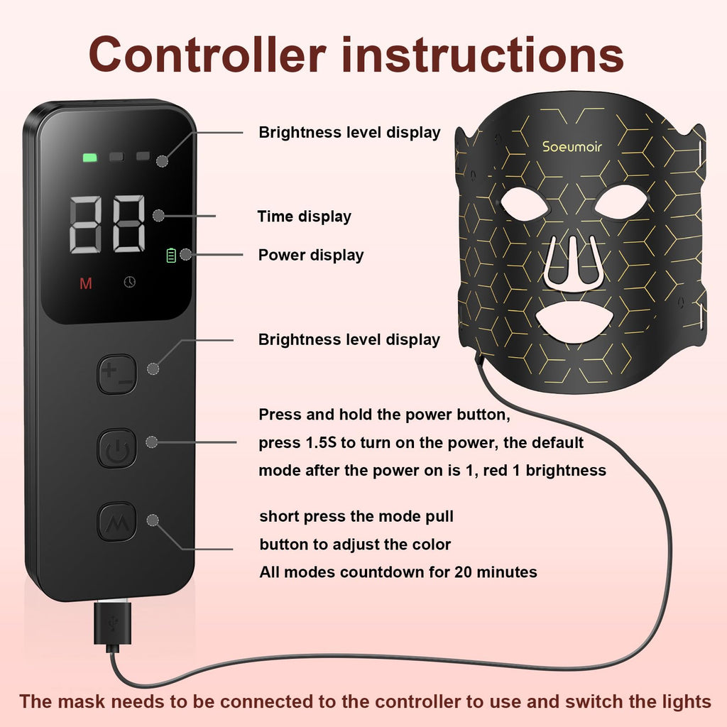 LED Face Mask Red Light Therapy Device 7-Color LED Skin Care
