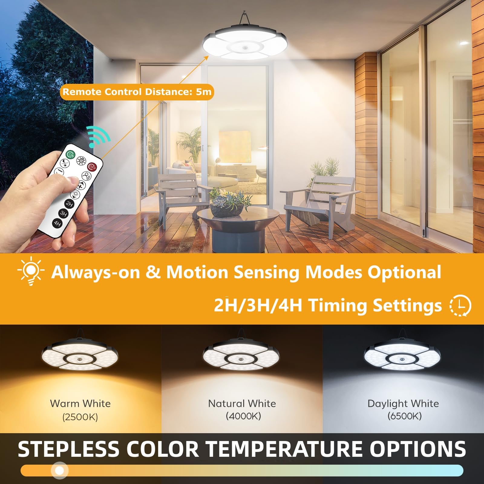 MEIKEE Outdoor Solar Hanging Light with Motion Sensor – IP65