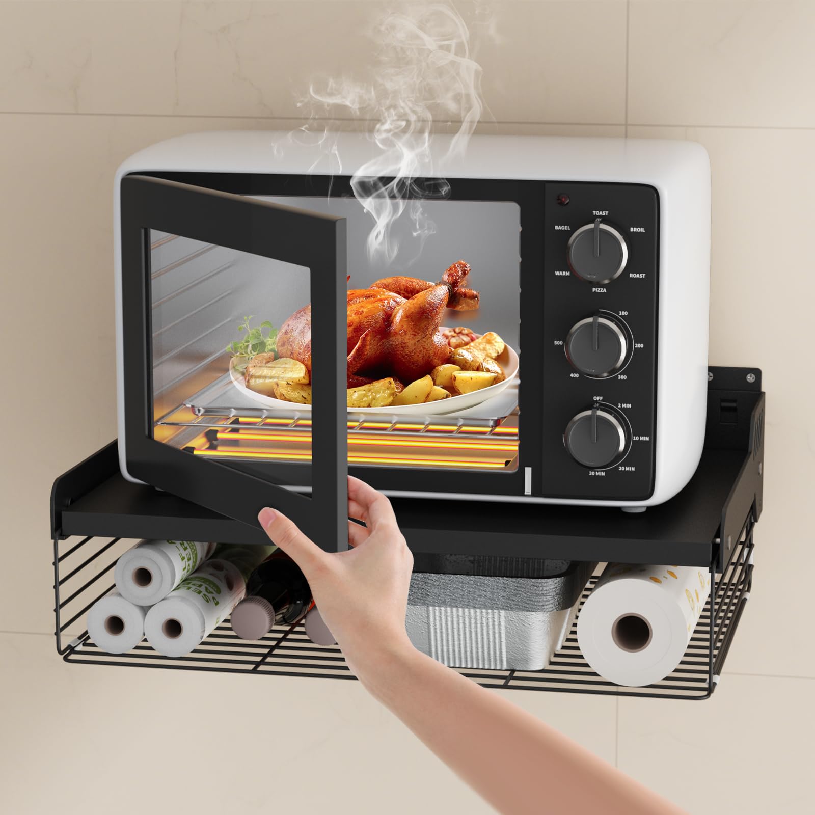 Microwave shelf, black