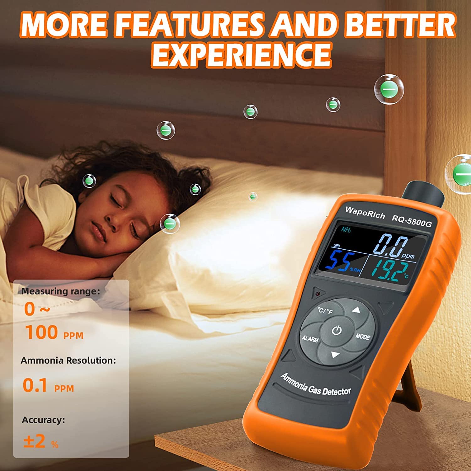 3-in-1 Air Quality Monitor RQ-5800S – PM2.5, HCHO, TVOC