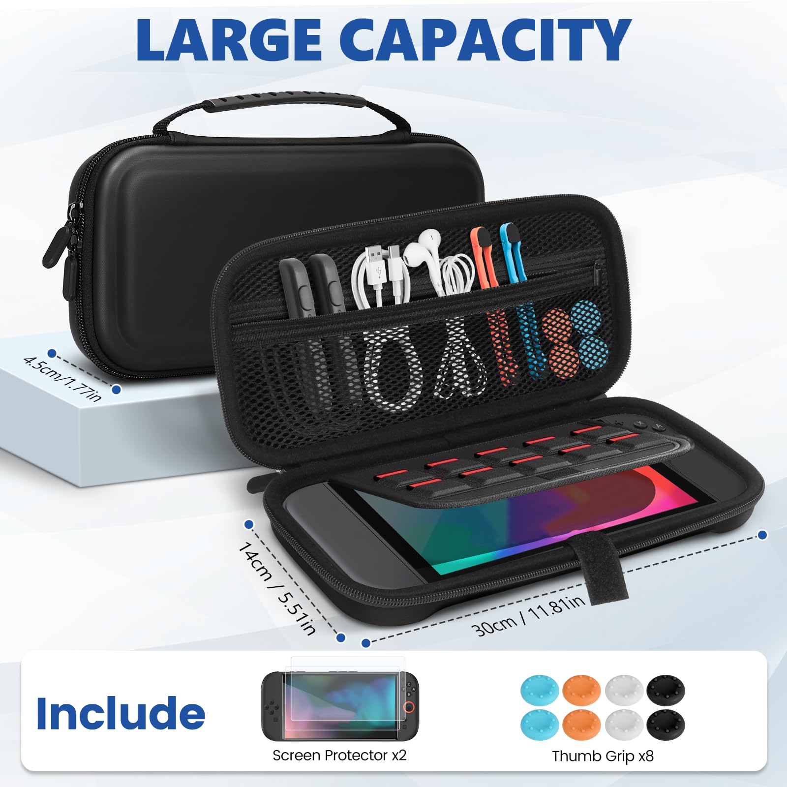 Switch 2 Console Case Travel Bag with 10 Game Slots - Black