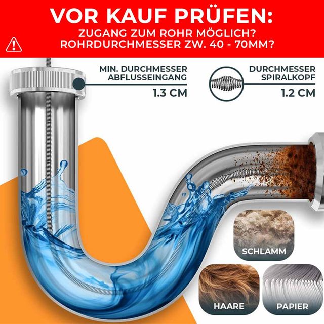 Spirala do Czyszczenia Rur 7,5 m – Automatyczny Posuw, Bez Chemii