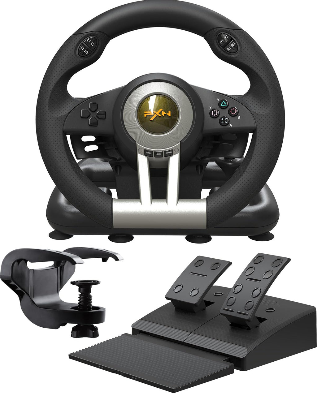 PXN V3 Pro Gaming Steering Wheel with Pedals – 180°, Vibration, Paddle Shift – PC/PS4/Xbox/Switch