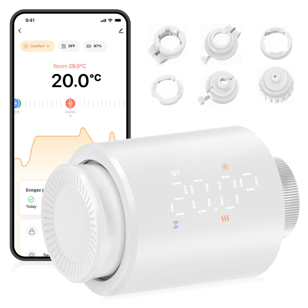 EZAIot Smart Radiator Thermostat, Bluetooth Programmable – Black