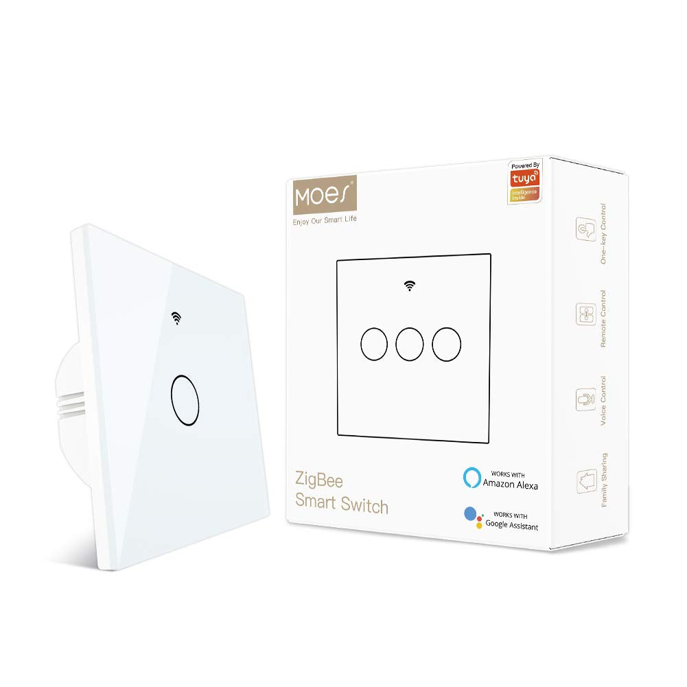MOES inteligentny przełącznik Tuya ZigBee hub bez przewodu neutralnego – Biały