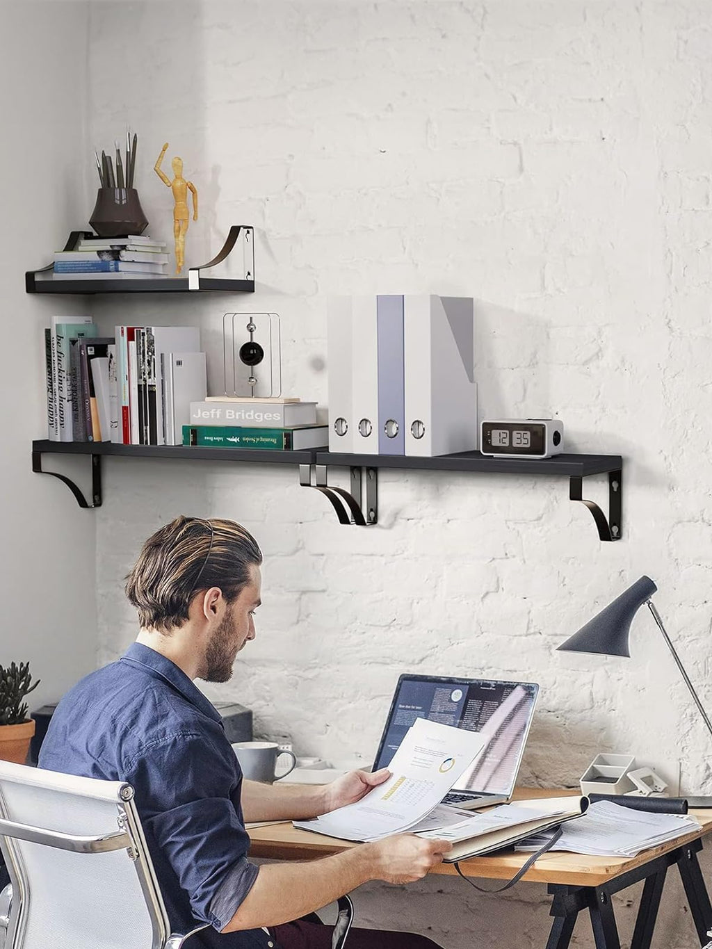 Floating Wall Shelves Set of 3 – Black