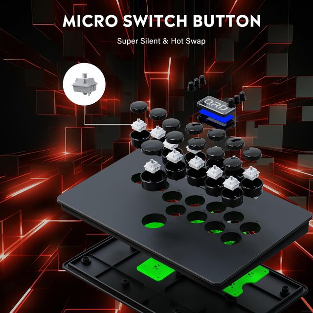 Bezprzewodowy joystick arcade Maestro S3 Wieloplatformowy fight stick z touchpadem – Czarny