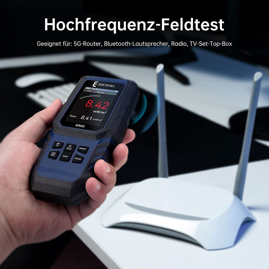 Miernik EMF ER-02 cyfrowy detektor promieniowania ładowalny tester pola magnetycznego – Czarny