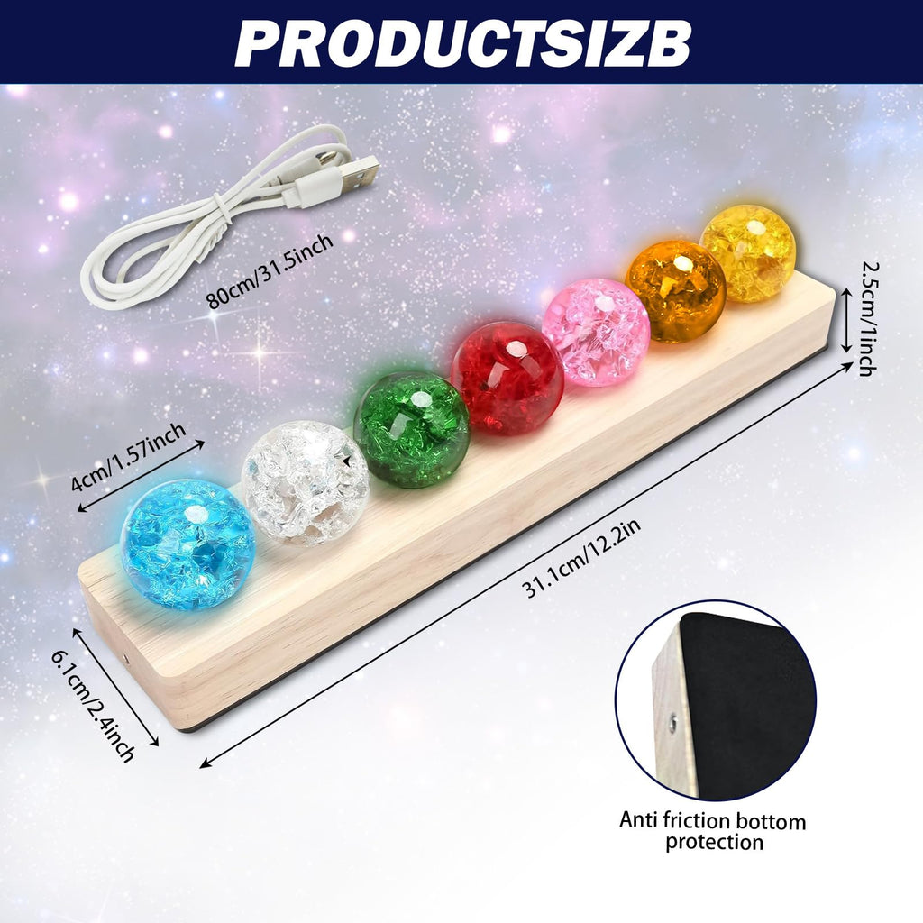3D Crystal Ball Night Light with Wooden LED Base - 40mm