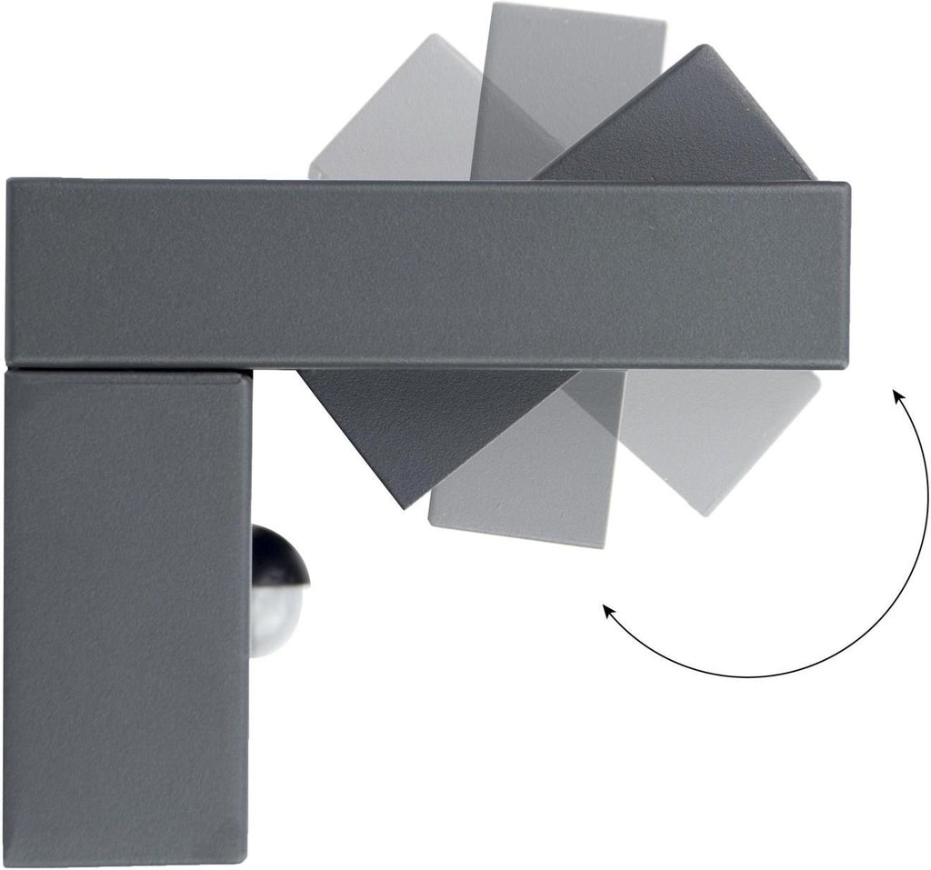 36W LED Outdoor Wall Lamp IP65 Waterproof with 350° Rotatable Panel – Dark Grey