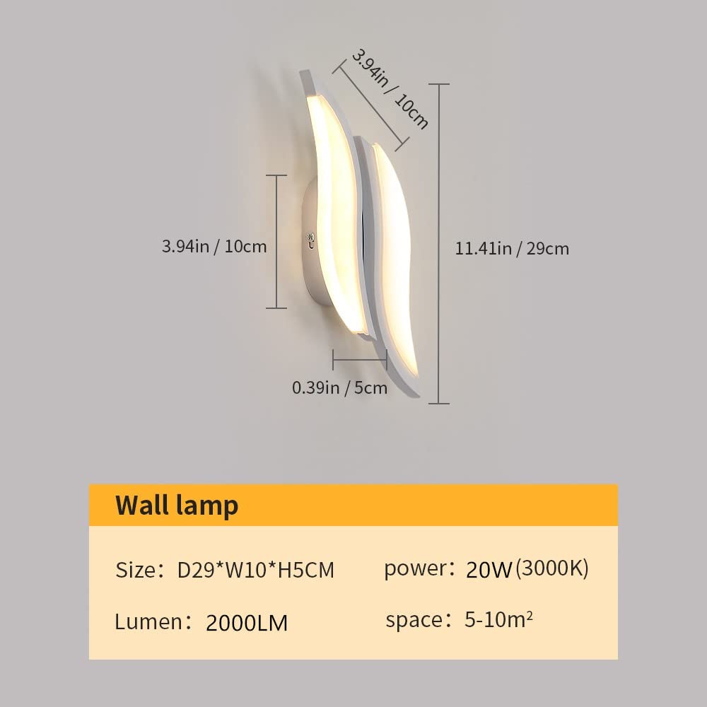 Indoor LED Wall Lights with Acrylic Shade - 12W Black Leaf-shaped Lamp, Warm Light