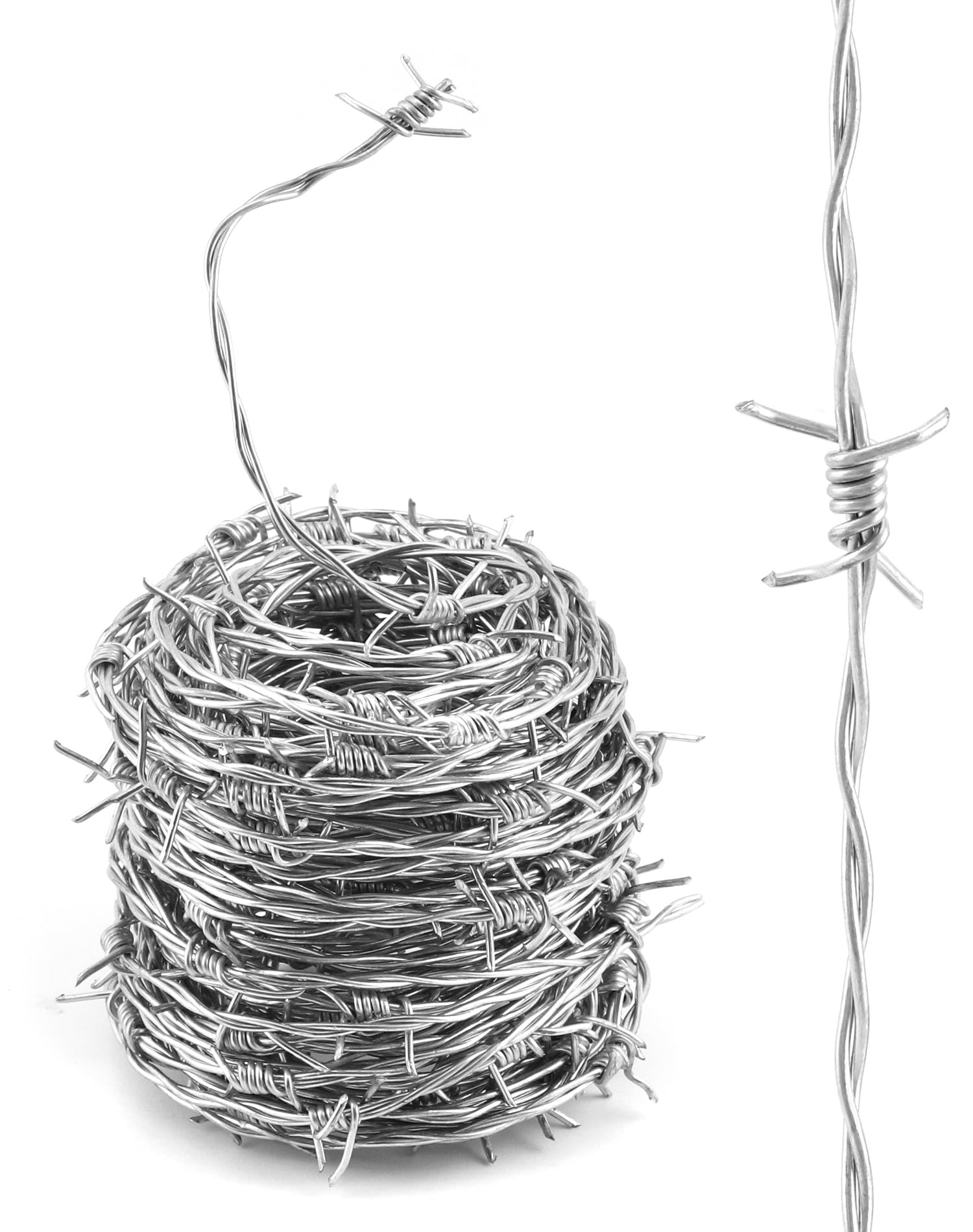 QWORK 20m Hot-Dip Galvanized Barbed Wire – 1.8mm Diameter - Mixed Box