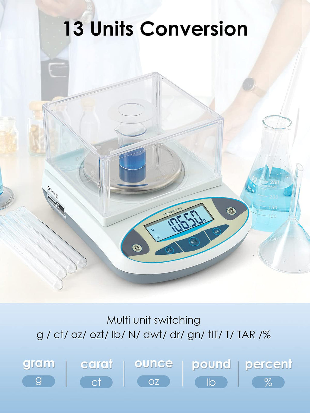 CGOLDENWALL Precision Laboratory Scale 2000g / 0.01g – Electronic with Draft Shield, Calibrated