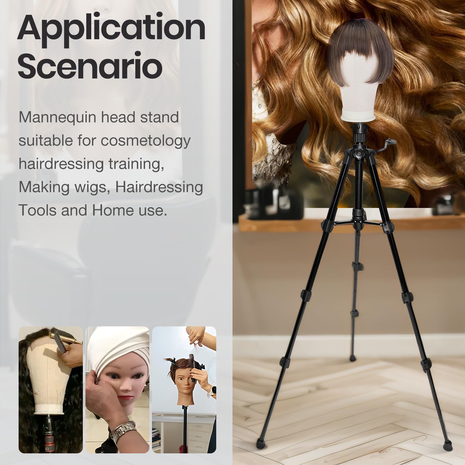 Adjustable Wig Stand Mannequin Head Stand with Non-Slip Base – 47 Inch