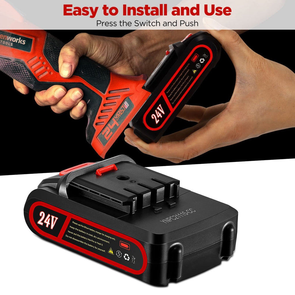 24V 2000mAh Replacement Lithium Chainsaw Battery - 1 Battery