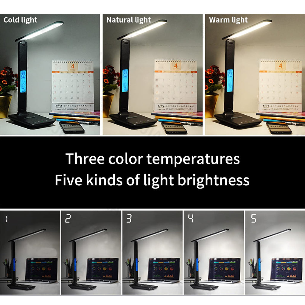 LED Desk Lamp with 10W Wireless Charger, 3 Color Temperatures, Dimmable