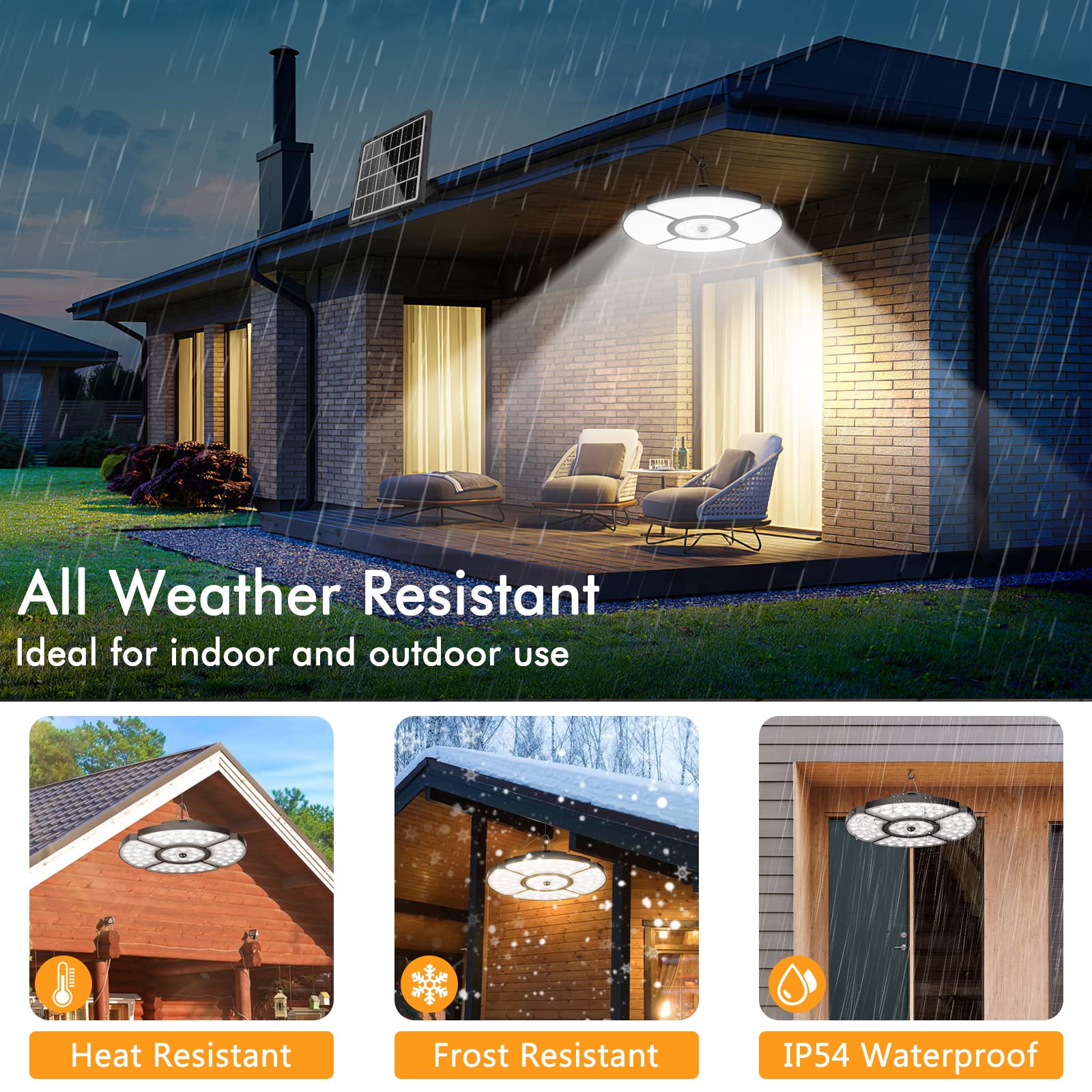 MEIKEE Outdoor Solar Hanging Light with Motion Sensor – IP65
