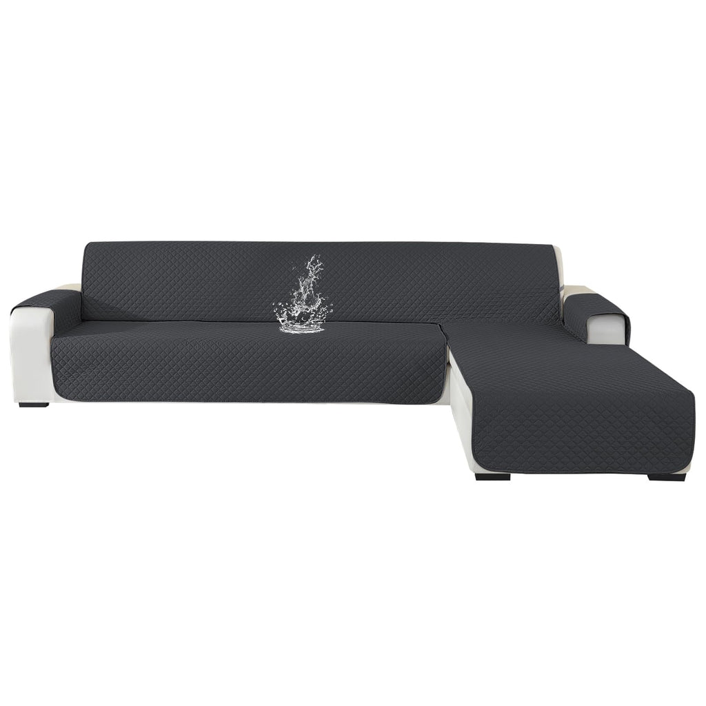 Waterproof Reversible 4-Seater L-Shaped Corner Sofa Cover for Left/Right - Dark Grey 285cm