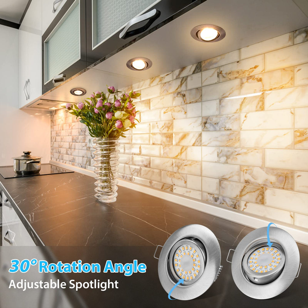 Dimmowalne LED wpuszczane reflektory 6W IP44 – Ciepła biała 3000K, zestaw 6