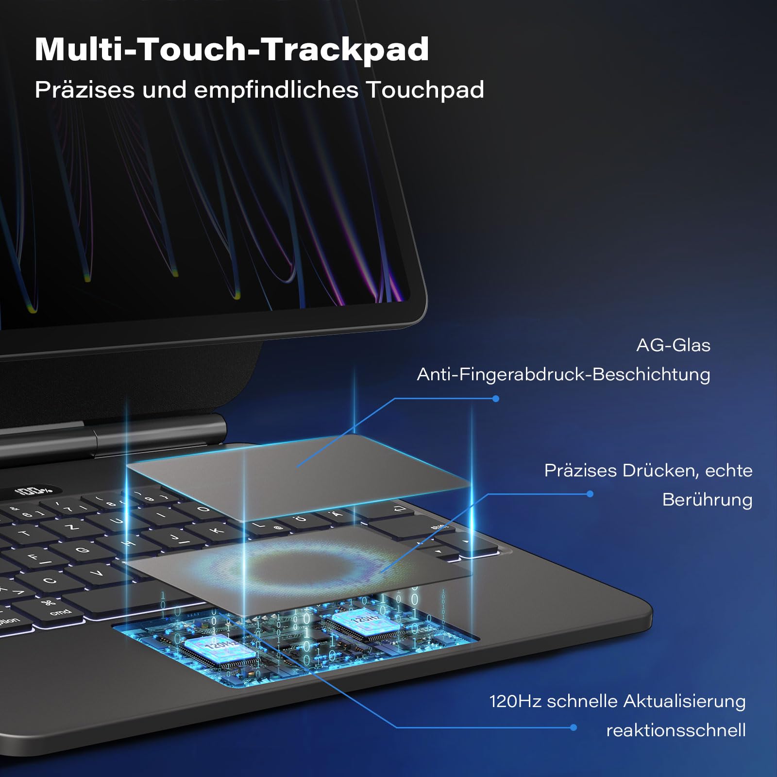 APPS2Car Keyboard for iPad Air Magic Keyboard Floating Cantilever with Touchpad Backlit – Black