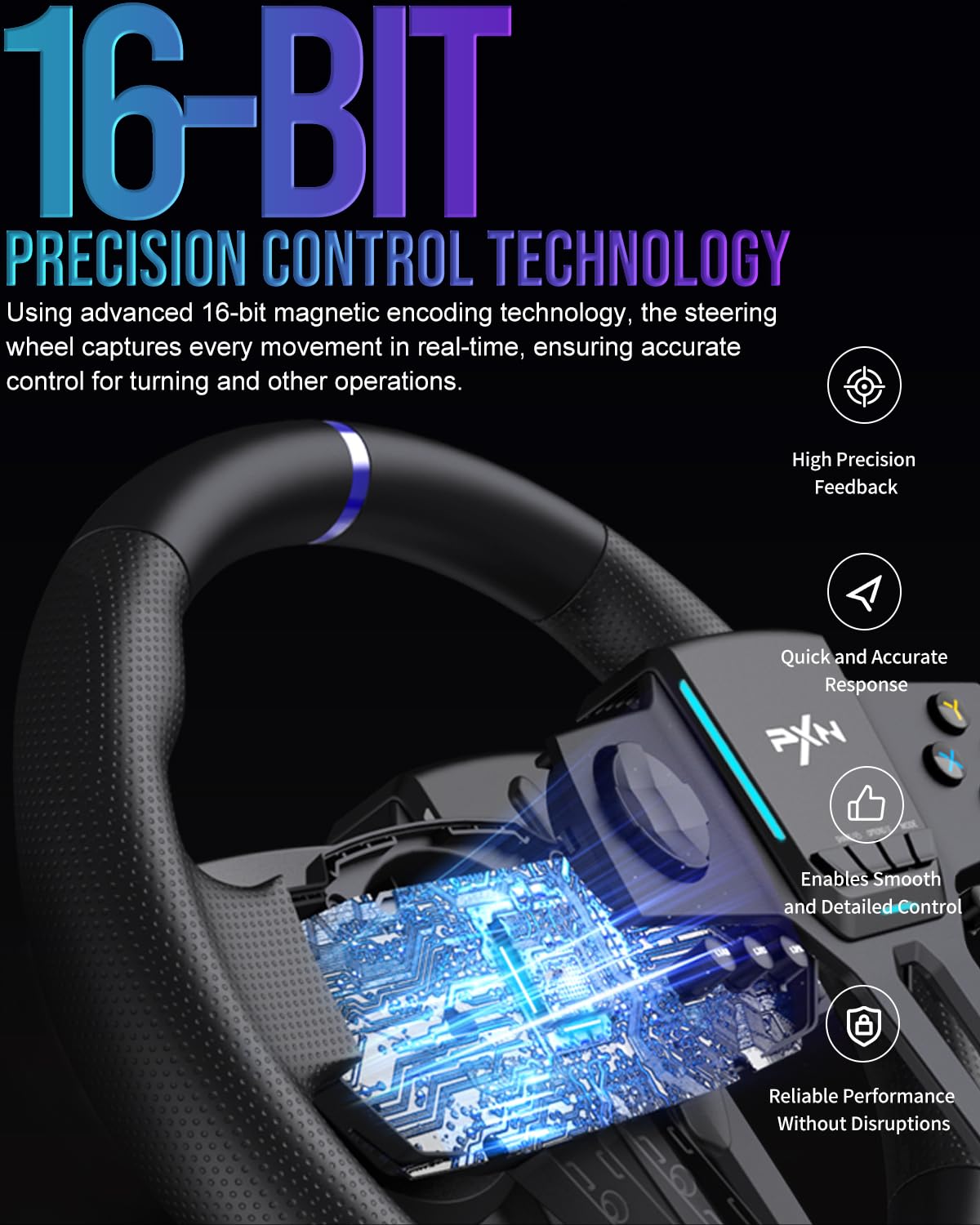 PXN V900 Gen2 Gaming Steering Wheel with Pedals – PC, PS4/PS3, Xbox, Switch