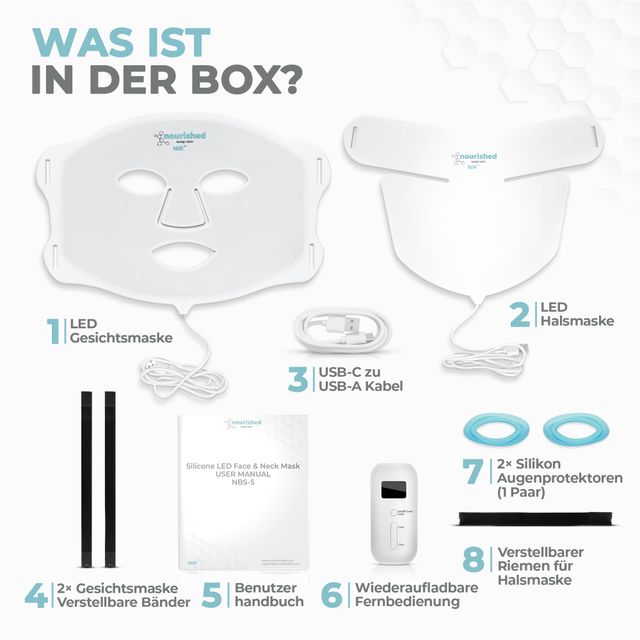 Nourished Body & Skin NBS-5 — 7-kolorowa Maska LED na Twarz i Szyję z Bliską Podczerwienią