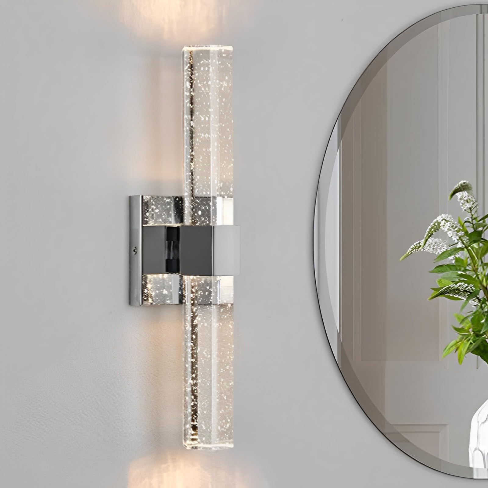 YOOCHUENG LED Crystal Wall Lamp – Modern Art Deco, Silver