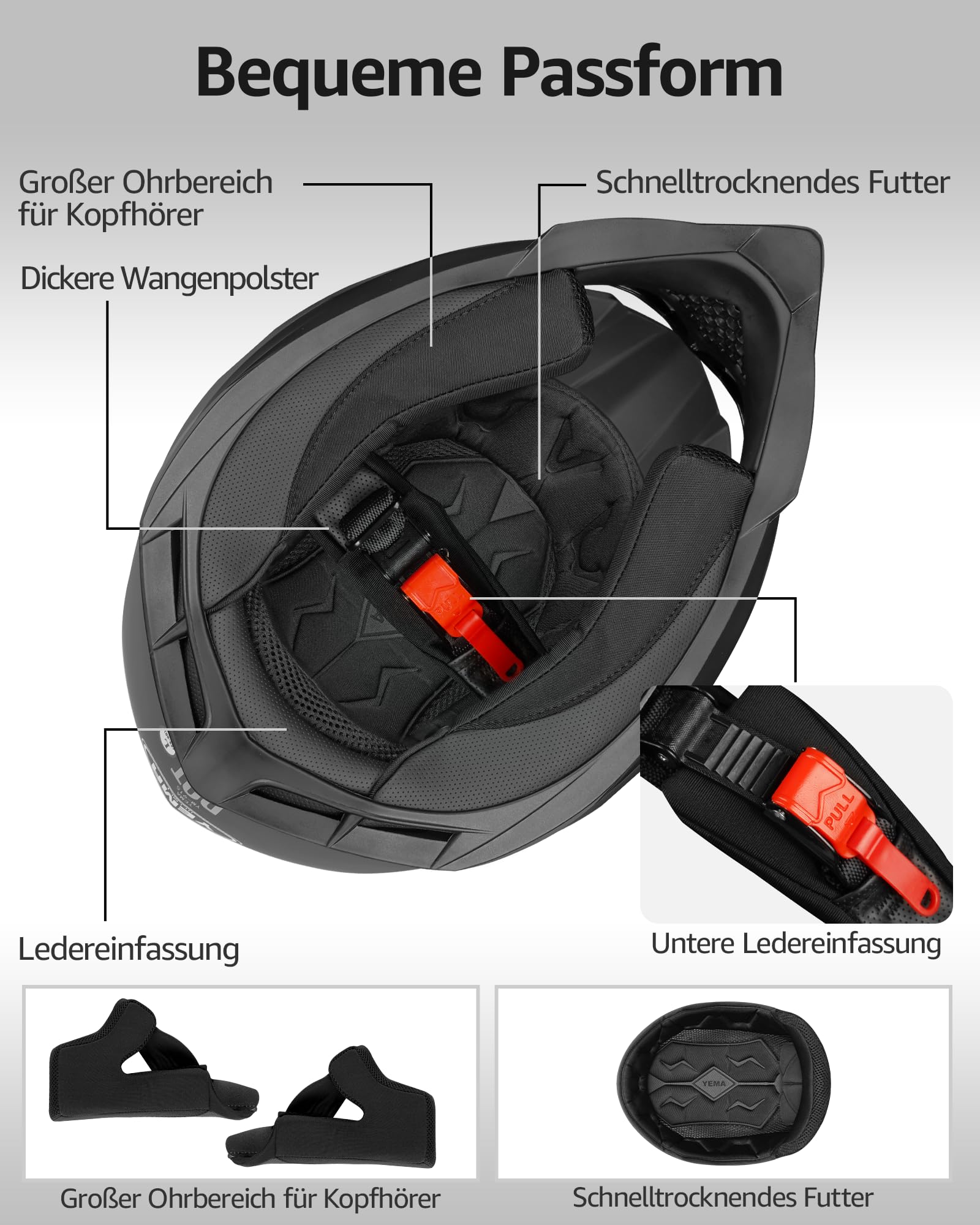 Kask Motocyklowy YEMA YM-915 Cross Enduro – Czarny Mat, Rozmiar XL
