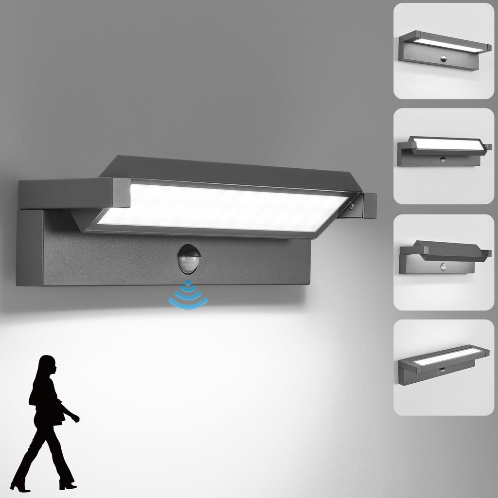 Outdoor LED Wall Light 36W Motion Sensor IP65 6500K – Dark Grey