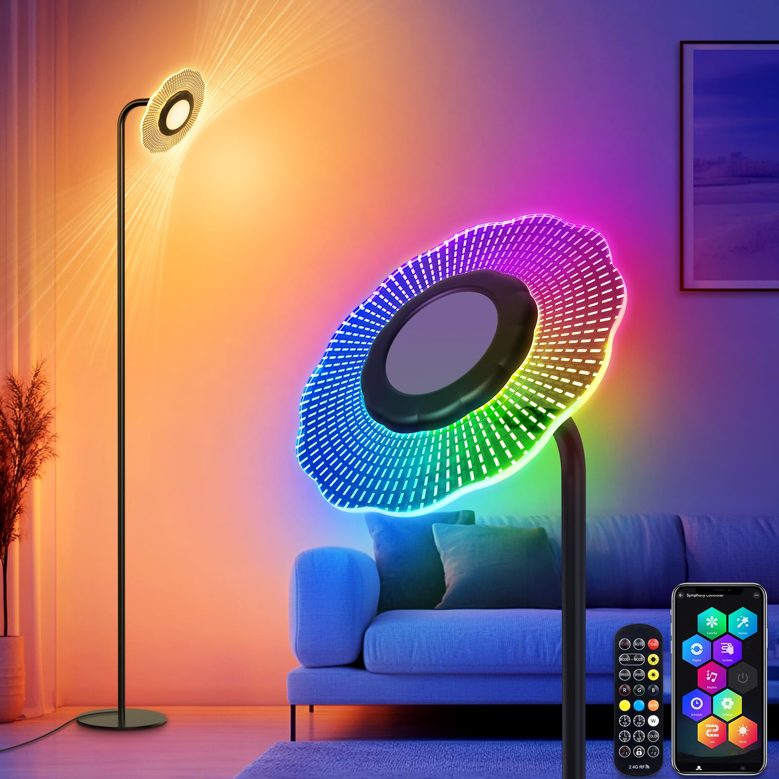 RGB Floor Lamp with Remote Control and App