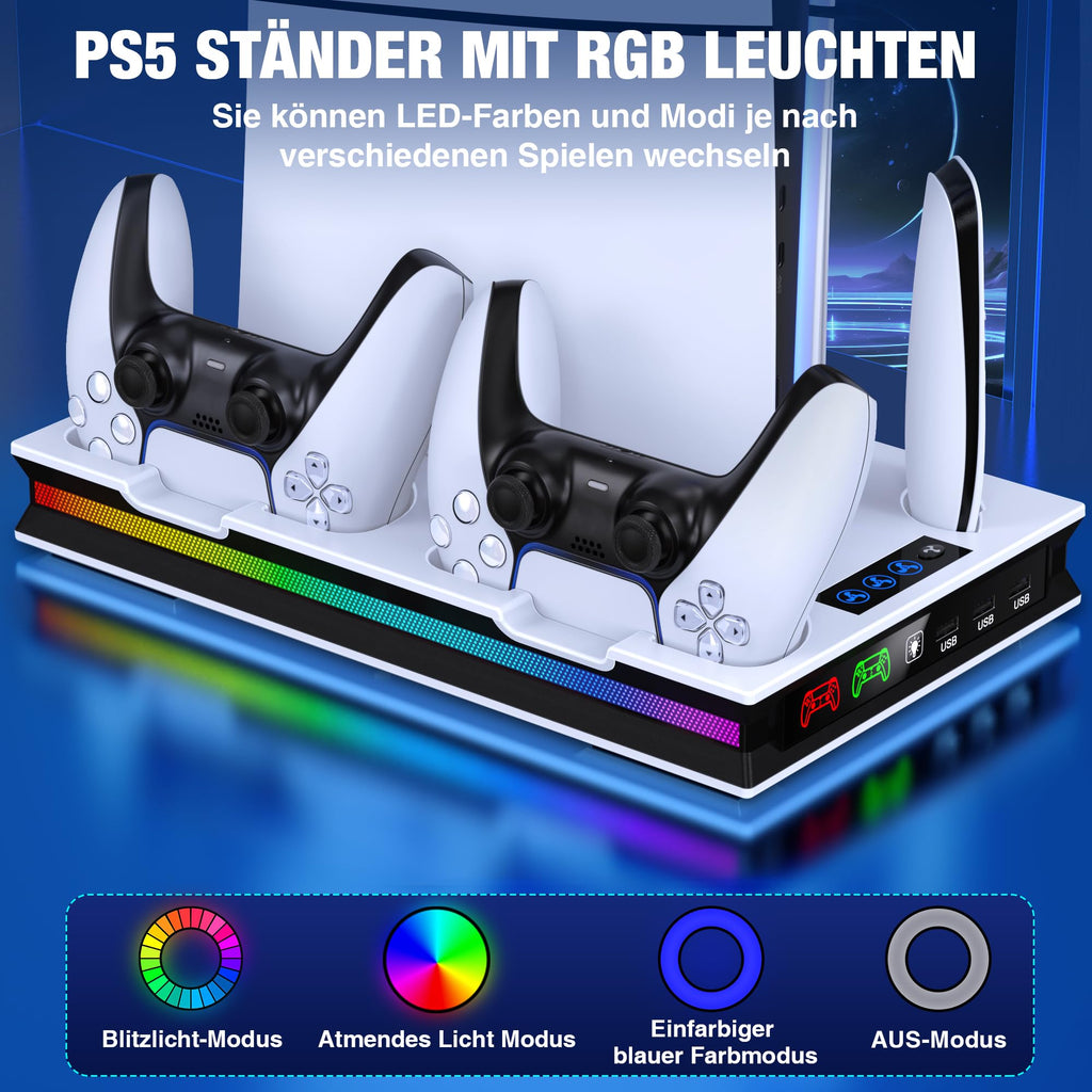 PS5 Stand with LED Backlight and 3-Speed Fan - Vertical Stand for PS5 Slim/Pro (Copy) (Copy)