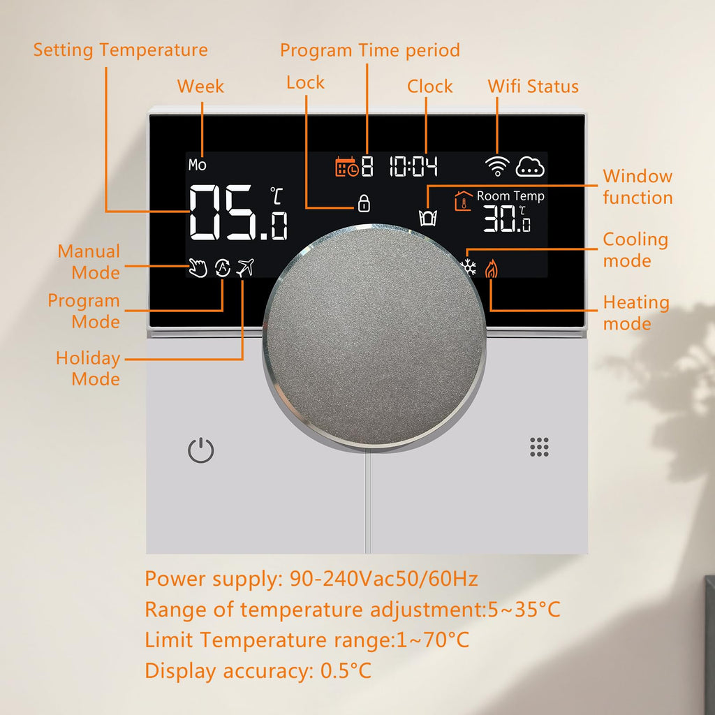 KETOTEK WiFi Thermostat for Underfloor Heating and Boiler Control – Smart Compatible