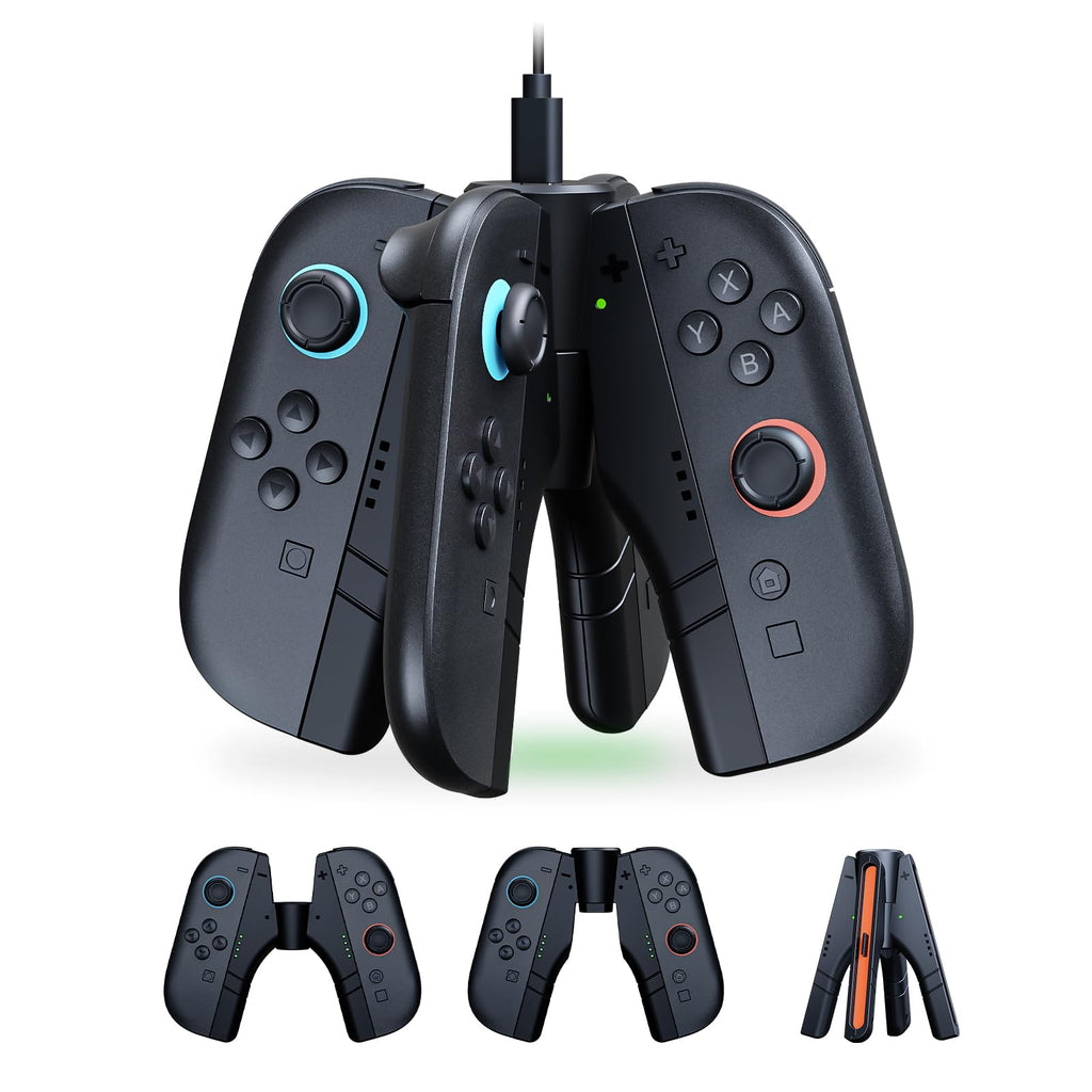 Upgraded Nintendo Switch Charging Grip 4-in-1 Station - Portable