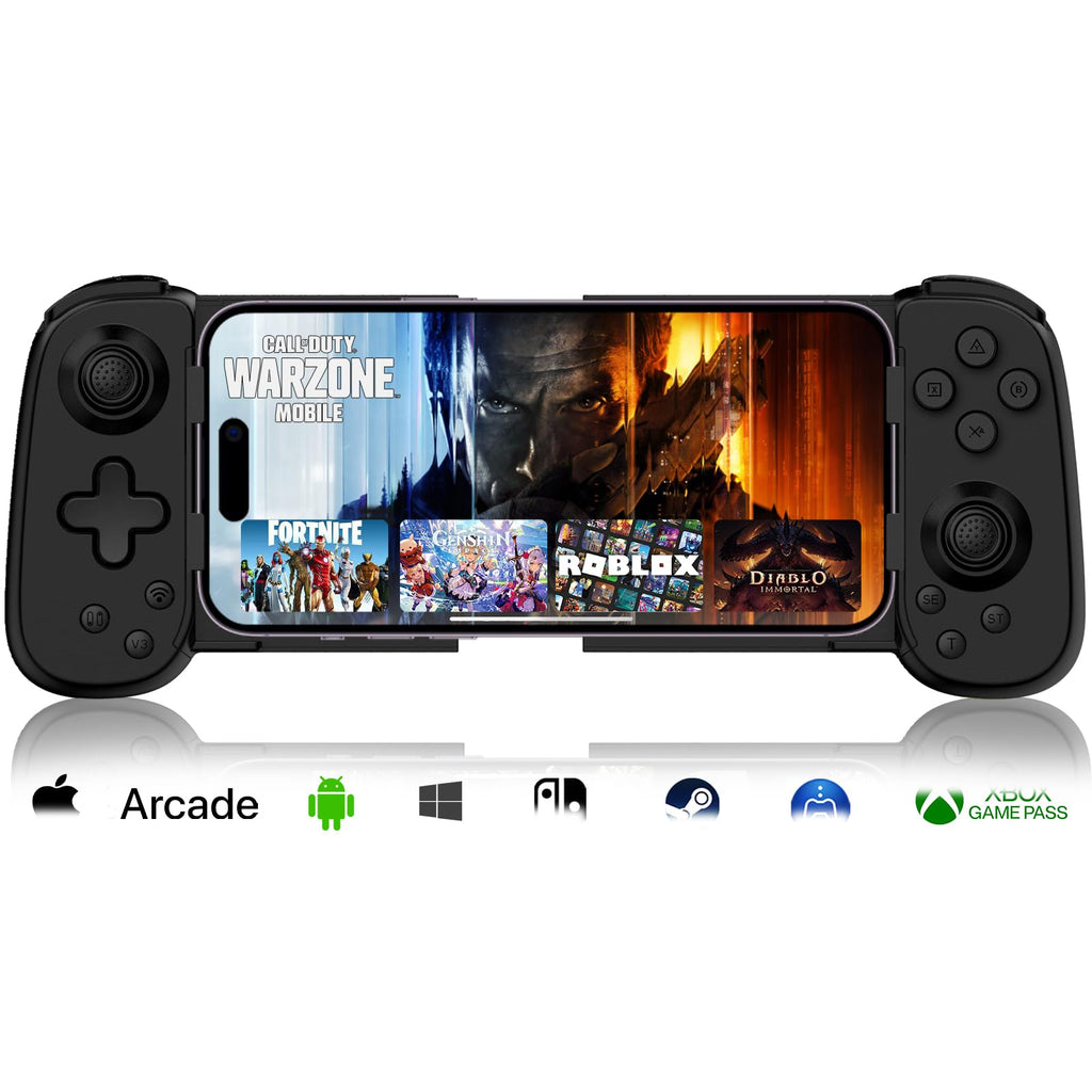 Wireless Mobile Gaming Controller Gamepad for iPhone, Android, PC, PS4 – Green Light