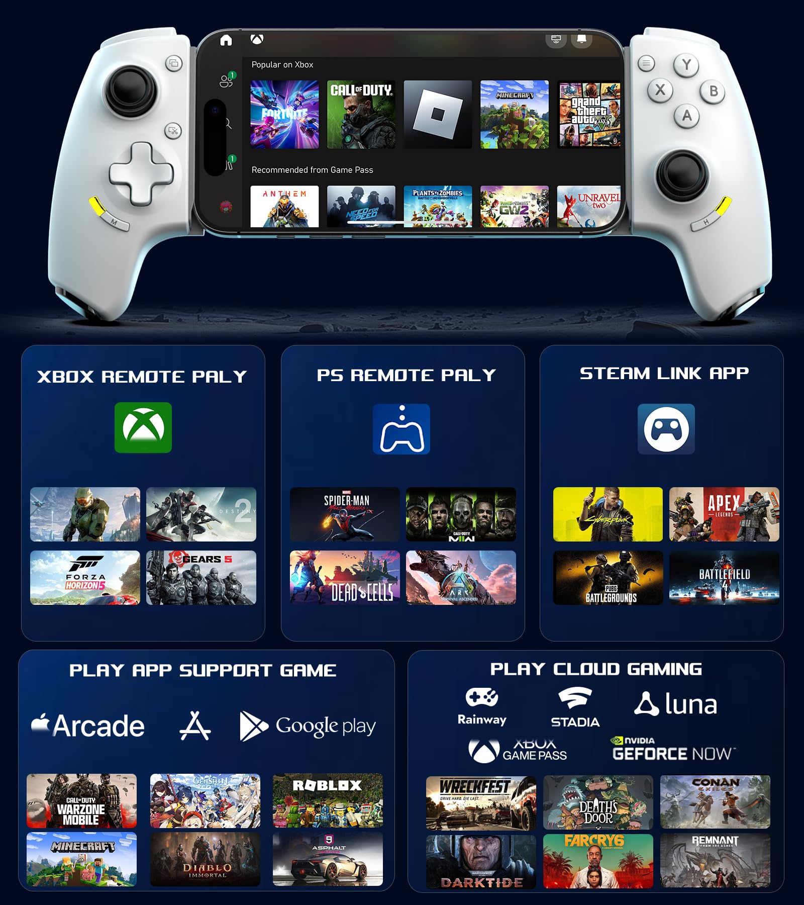 Mobile Game Controller for Android iPhone USB-C – Black