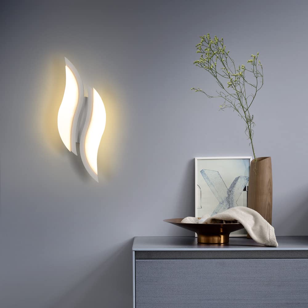 Indoor LED Wall Lights with Acrylic Shade - 12W Black Leaf-shaped Lamp, Warm Light
